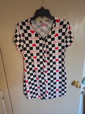 Love To Sleep Womens Checkered Sleep Romper Size XL